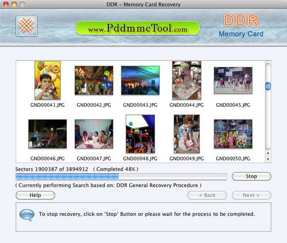 Screenshot of Free Memory Card Recovery Mac